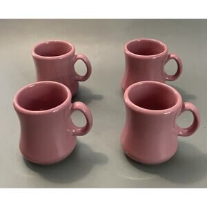 Vintage H. F. Coors China Chefware 206 Set of 4 Coffee Cups Mugs Pink Excellent